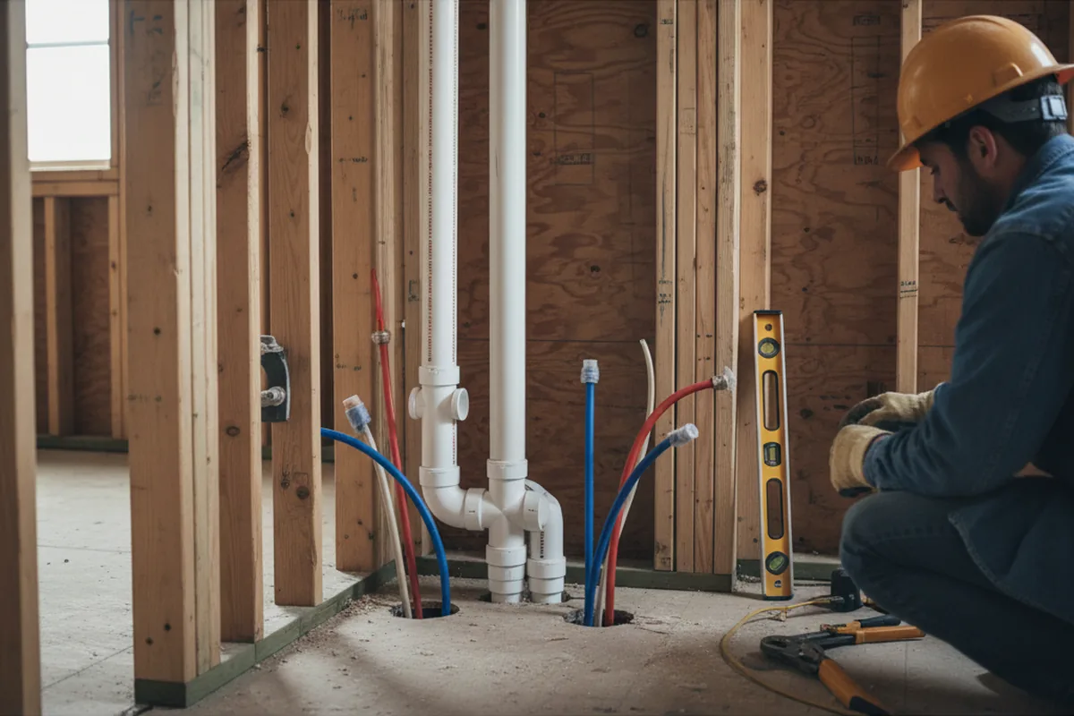 Drain and supply rough-in during Leak Detection in Ennice